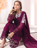 Trendy Embroidered Chiffon Party Wear Dress with Inner (DZ17562)