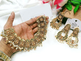 Heavy Bridal Jewelry Set with Earrings & Tikka (DZ16760)