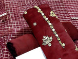 Fancy Embroidered Shamoz Silk Party Wear Dress with Shamoz Silk Trouser (DZ14634)