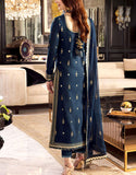 Heavy Embroidered Chiffon Wedding Wear Dress 2024 (DZ17584)