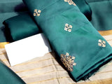 Banarsi Style Embroidered Shamoz Silk Dress with Silk Jhalar Dupatta (DZ16107)