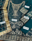 Fancy Embroidered Chiffon Party Wear Dress (DZ17381)