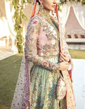 Glamorous Embroidered Net Bridal Lehenga in Blush Pink & Sage Green Color (DZ18659)