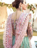 Glamorous Embroidered Net Bridal Lehenga in Blush Pink & Sage Green Color (DZ18659)