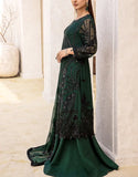 Glamorous Handwork Embroidered Bottle Green Chiffon Wedding Dress (DZ18426)