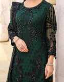 Glamorous Handwork Embroidered Bottle Green Chiffon Wedding Dress (DZ18426)