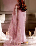 Glittering Sequins Embroidered Mauve Chiffon Wedding Dress with Emb. Rose on Front (DZ18453)
