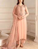 Alluring Embroidered Peach Blossom Formal & Party Chiffon Dress (DZ18487)