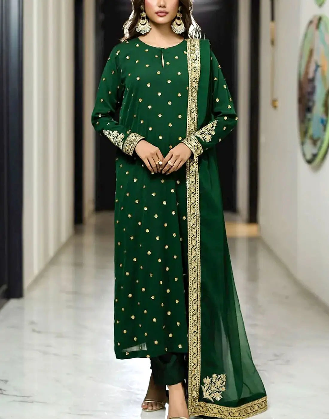 Adorable Heavy Embroidered Formal Chiffon Party Wear Dress (DZ18829) –  DressyZone.com
