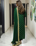Adorable Heavy Embroidered Formal Chiffon Party Wear Dress (DZ18829)