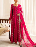 Elegant Embroidered Atishi Chiffon Wedding Dress with Chiffon Dupatta (DZ18454)