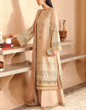 Luxury Embroidered Beige Formal Chiffon Party Wear Dress (DZ18676)