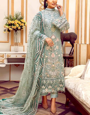 green emerald velvet dress Luxurious Embroidered Mint Green Chiffon Dress