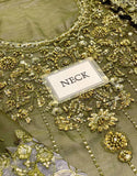 Handcrafted & Embroidered Dip Dye Moss Green Chiffon Mehndi Outfit (DZ18629)