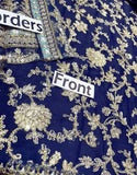 Embroidered Navy Blue Chiffon Dress for Formals & Weddings (DZ18631)