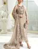 Premium Heavy Embroidered Beige Chiffon Wedding Dress (DZ18652)