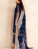 Ethnic Embroidered Navy Blue Chiffon Dress for Parties & Weddings (DZ18664)