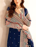 Ethnic Embroidered Navy Blue Chiffon Dress for Parties & Weddings (DZ18664)