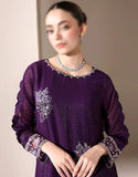 Fancy Handwork Embroidered Purple Chiffon Party Wear Dress (DZ18889)