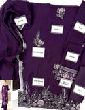 Fancy Handwork Embroidered Purple Chiffon Party Wear Dress (DZ18889)