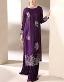 Fancy Handwork Embroidered Purple Chiffon Party Wear Dress (DZ18889)