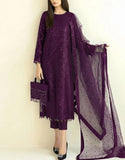 Glittering Sequins Embroidered Purple Chiffon Wedding Dress (DZ18888)