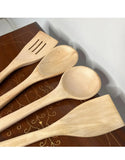 4 Pcs Wooden Cooking Spatulas & Spoons Set for Kitchen Cooking (DZ18619)