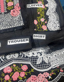 Luxury Schiffli Embroidered Black Cotton Lawn Dress with 4-Side Emb. Chiffon Dupatta (DZ18856)