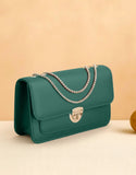 Trendy Twist Lock Closure Crossbody Bag for Girls - Green (DZ18581)