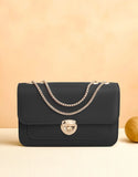 Trendy Twist Lock Closure Crossbody Bag for Girls - Black (DZ18584)