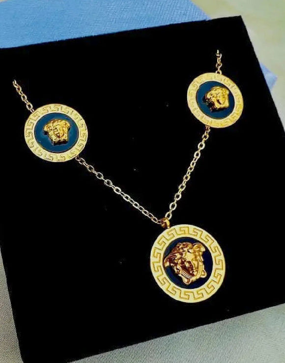 Designer Inspired Stainless Steel Locket Necklace and Earrings (DZ18365)