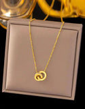 Designer Inspired Gold Plated Roman Numeral Locket Set (DZ18371)