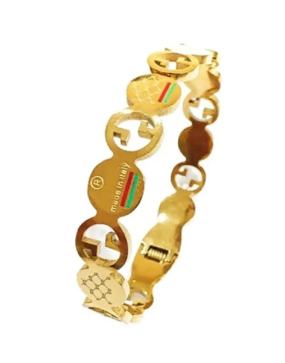 Designer-Inspired Gold Plated Stainless Steel Bangle Bracelet (DZ18456)