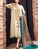 Traditional Embroidered Beige Dhanak Winter Dress with Dhanak Shawl (DZ18433)