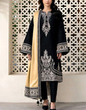 Premium Embroidered Black Dhanak Dress for Winter Festive Occasions (DZ18445)