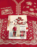 Most Demanding Embroidered Red Dhanak Dress with Embroidered Bottoms (DZ18587)