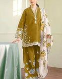 Most Demanding Embroidered Mustard Dhanak Dress with Embroidered Bottoms (DZ18588)