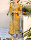 Heavy Embroidered Mustard Dhanak Winter Dress – Elegant Formal Wear for Women (DZ18589)