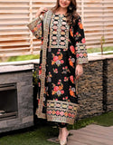 Aneela's Trending All-Over Print Black Dhanak Dress with Dhanak Shawl (DZ18440)