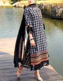 All-Over Digital Print Gray Dhanak Winter Dress with Dhanak Shawl (DZ18444)