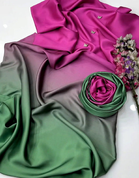 Trendy Ombre Style Digital Print Silk Dress for Girls (DZ18404)