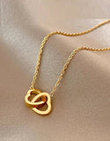 Minimalist Gold Plated Double Heart Shape Necklace | Durable Stainless Steel Jewelry Regular price (DZ18399)
