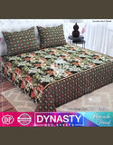 Dynasty 3-Piece Premium Cotton Dark Green Double Bedsheet with Pillow Covers (DZ18495)