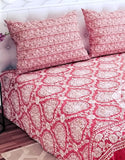 Dynasty 3-Piece Premium Cotton Pink King Size Bedsheet with Pillow Covers (DZ18499)