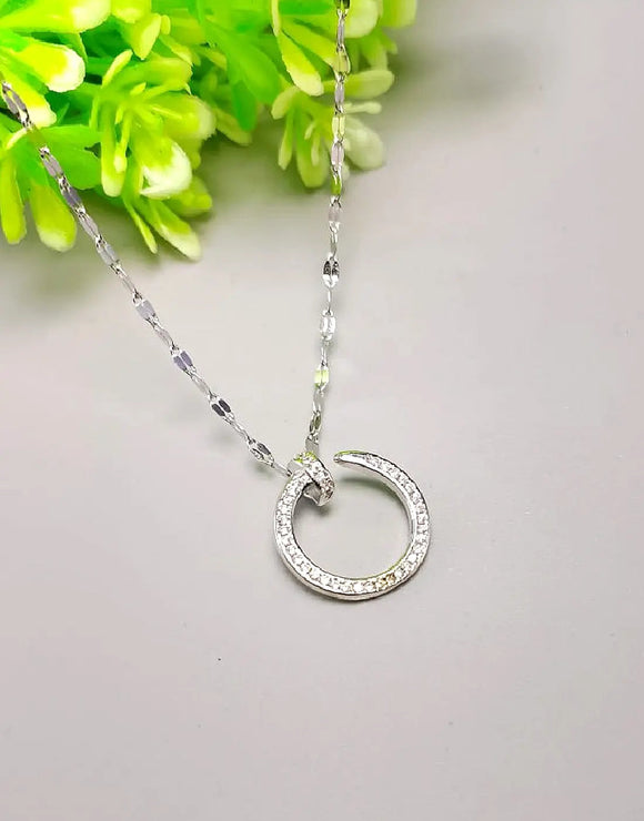 Minimalist Design Silver Plated Stainless Steel Pendant (DZ18367)