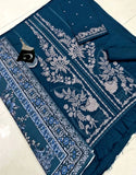 Decent Embroidered Zinc Color Linen Dress for Women (DZ18267)
