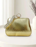 Glam Shine Trapezoid Shape Golden Clutch Bag for Weddings & Events (DZ18342)