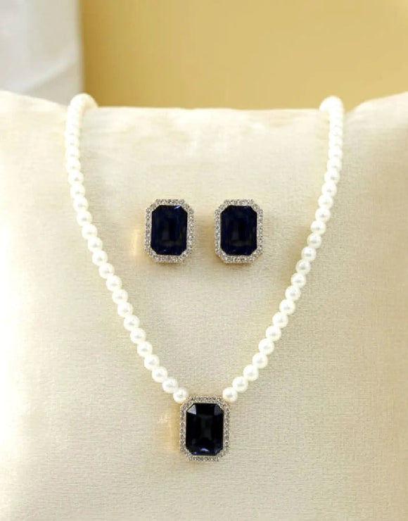 Elegant Black Pearl Beaded Necklace Set with Matching Earrings (DZ18373)