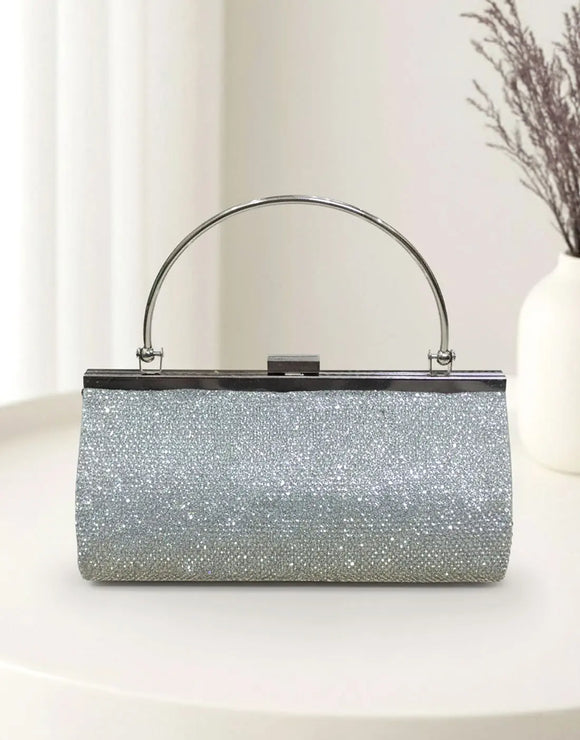 Elegant Party Wear Silver Clutch Purse for Women (DZ18354)