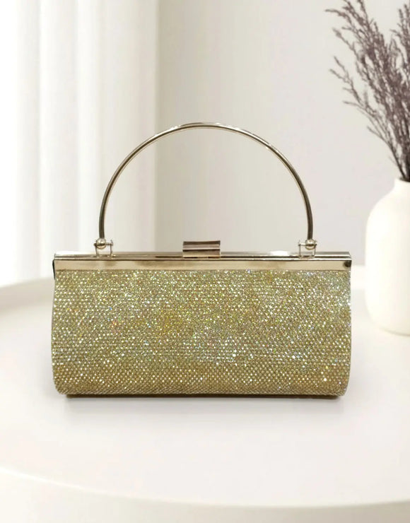 Elegant Party Wear Golden Clutch Purse for Women (DZ18355)